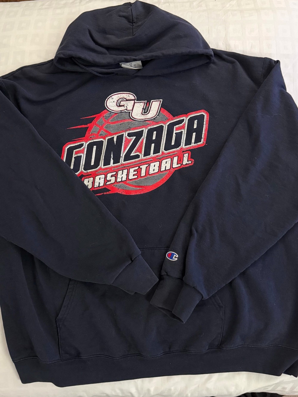 Champion Navy Gonzaga Basketball Pullover Hoodie with Red Logo